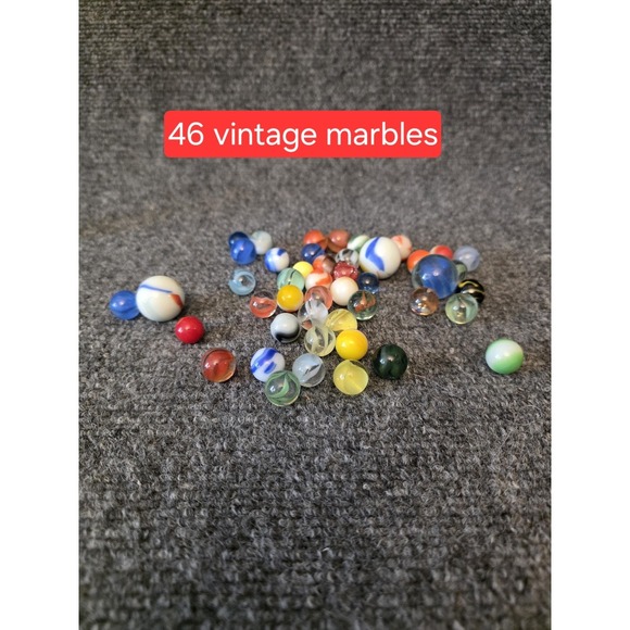 The Unbranded Brand Other - Vtg 46 pc Mixed Glass Marbles Lot Machine Made Mixed Colors Assortment